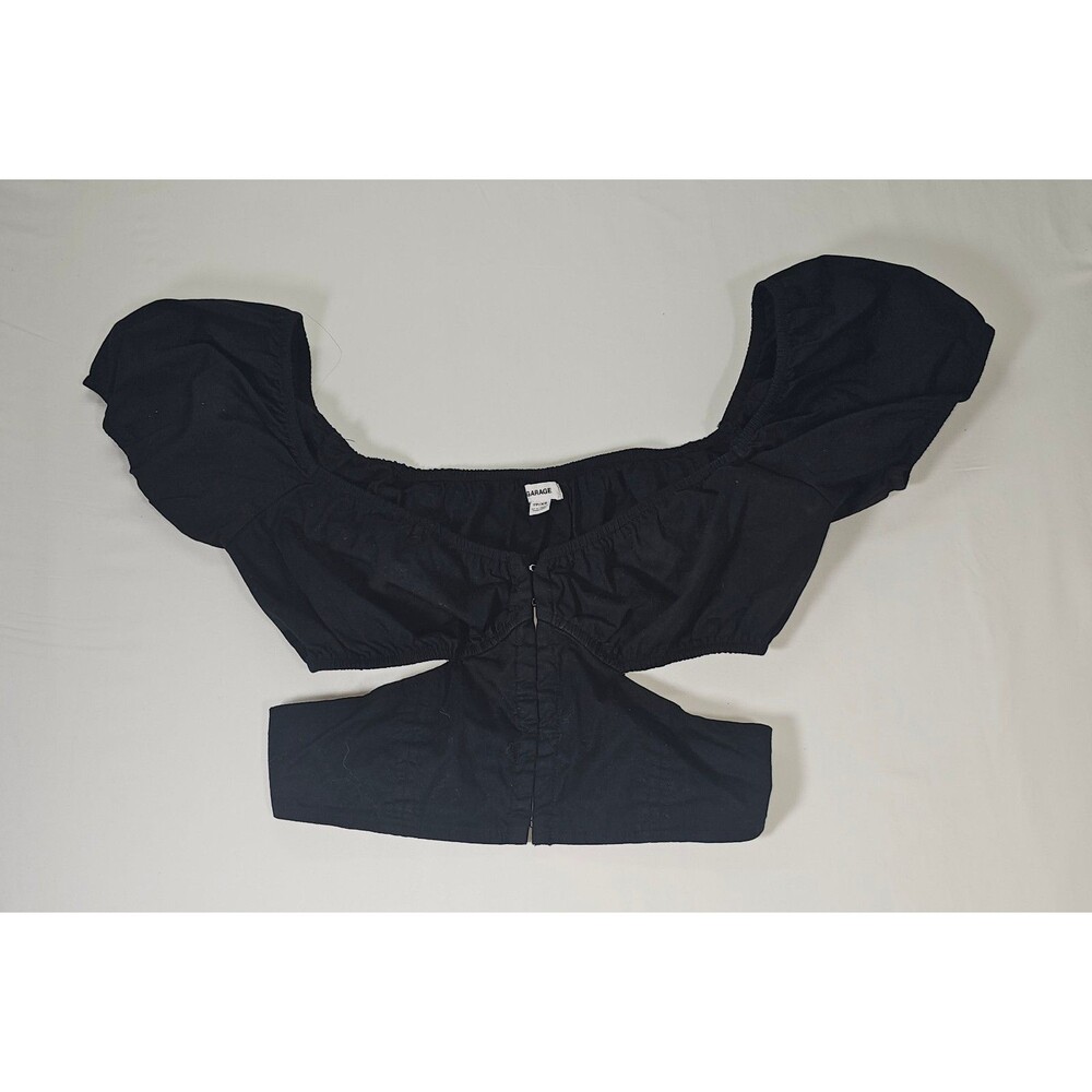 GARAGE Black Off-the-Shoulder Cutout Crop Top